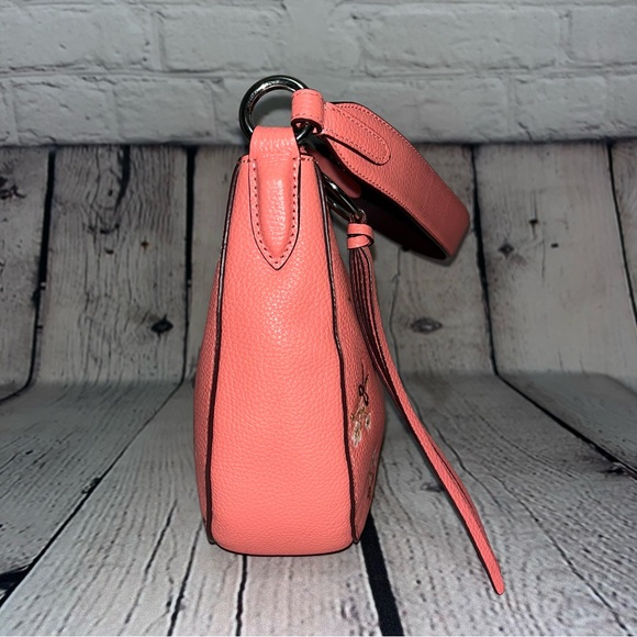 Rare! Coach Sutton Pink Leather Floral Crossbody Bag (Style #55373) - Picture 8 of 17